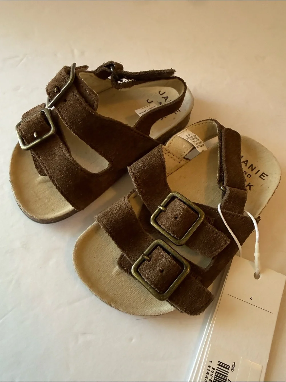 Janie and Jack Brown Suede Kids Buckle Sandals